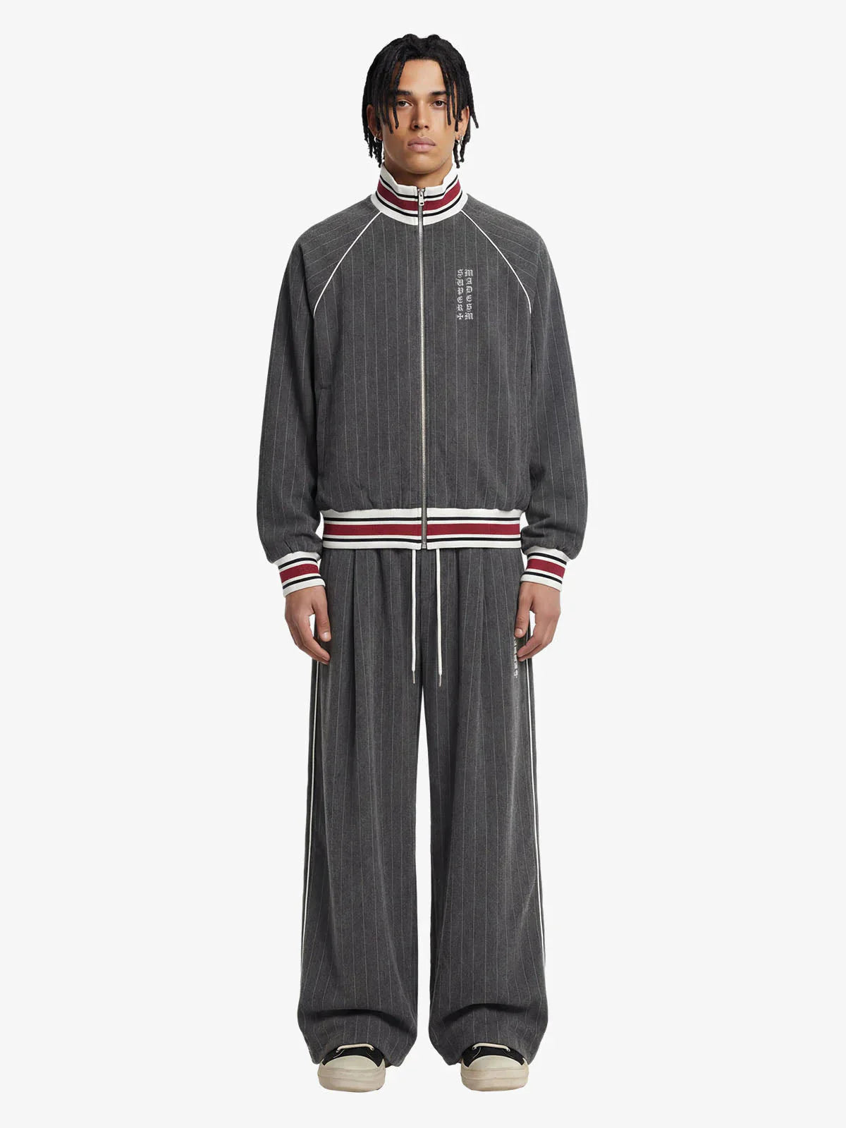 Retro Color-Blocked Striped Stand-Collar Tracksuit
