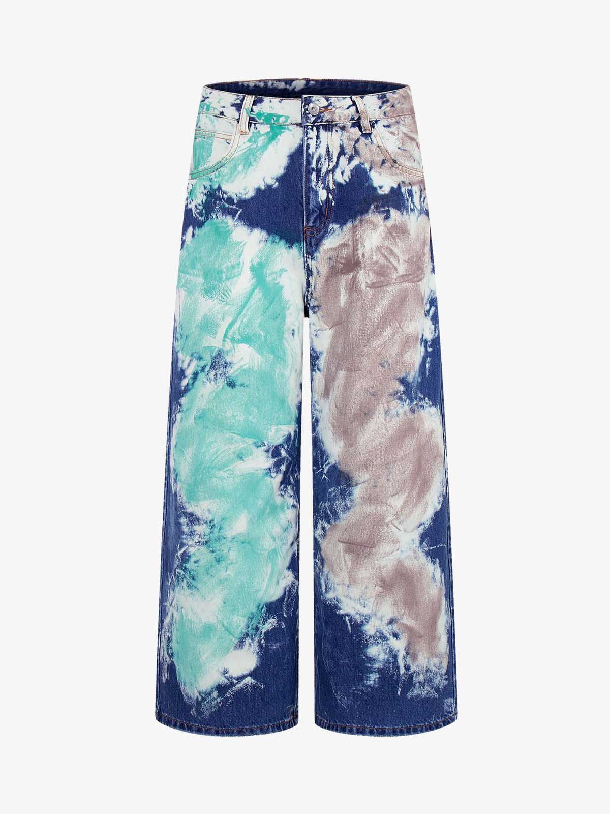 Artistic Brushstroke Hand-Painted Effect Jeans