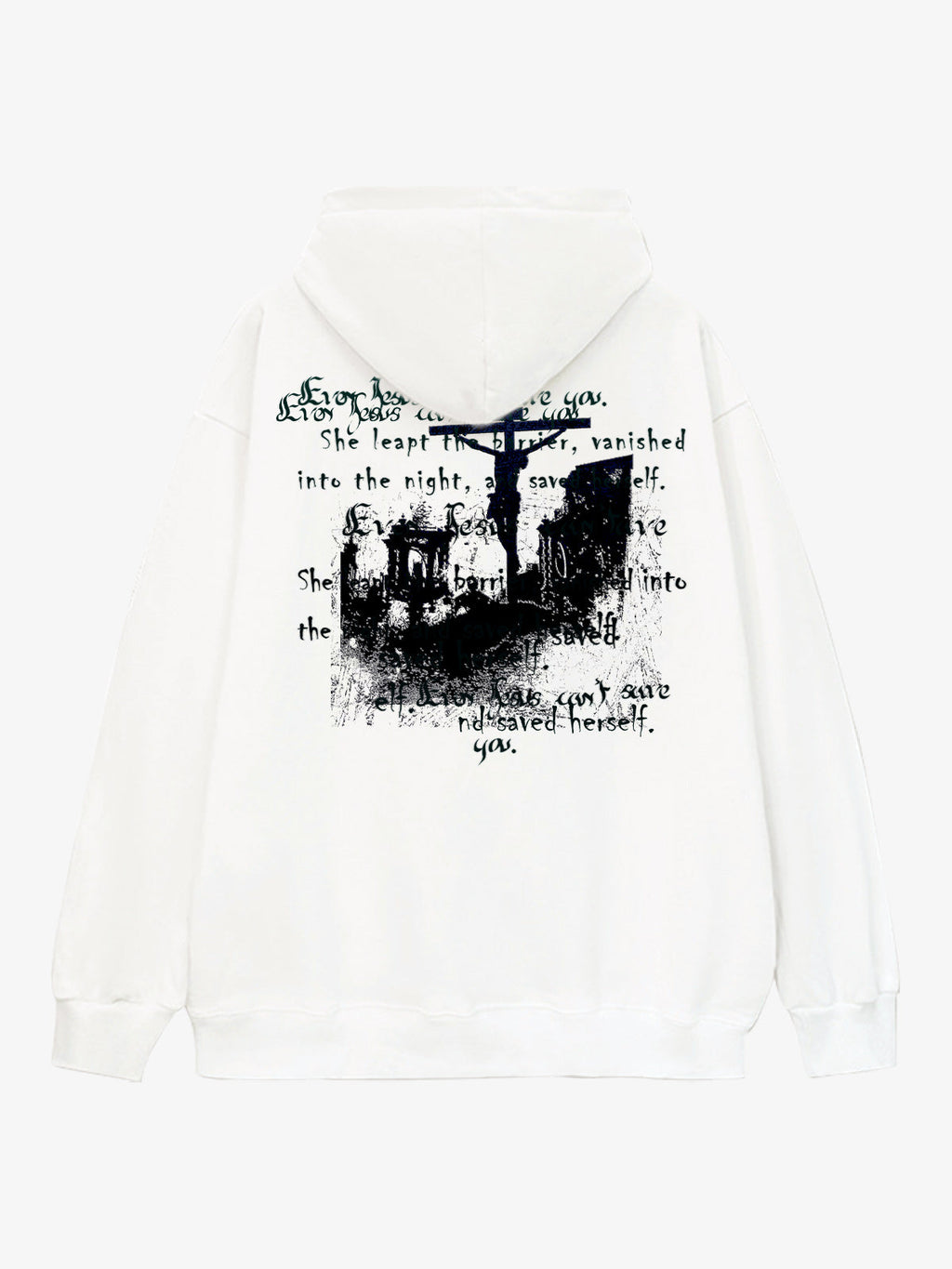 Metallic Script Letter Cross Graphic Hoodie