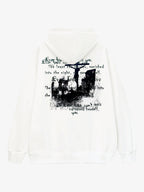 Metallic Script Letter Cross Graphic Hoodie