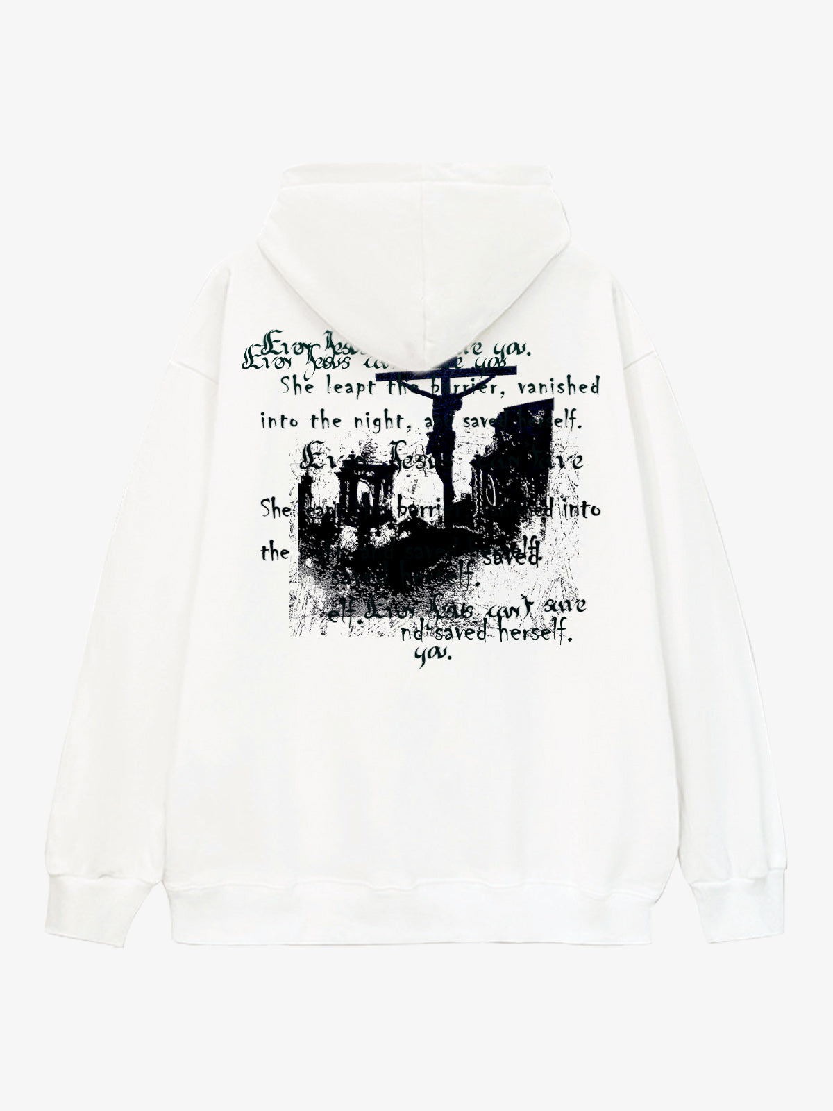 Metallic Script Letter Cross Graphic Hoodie