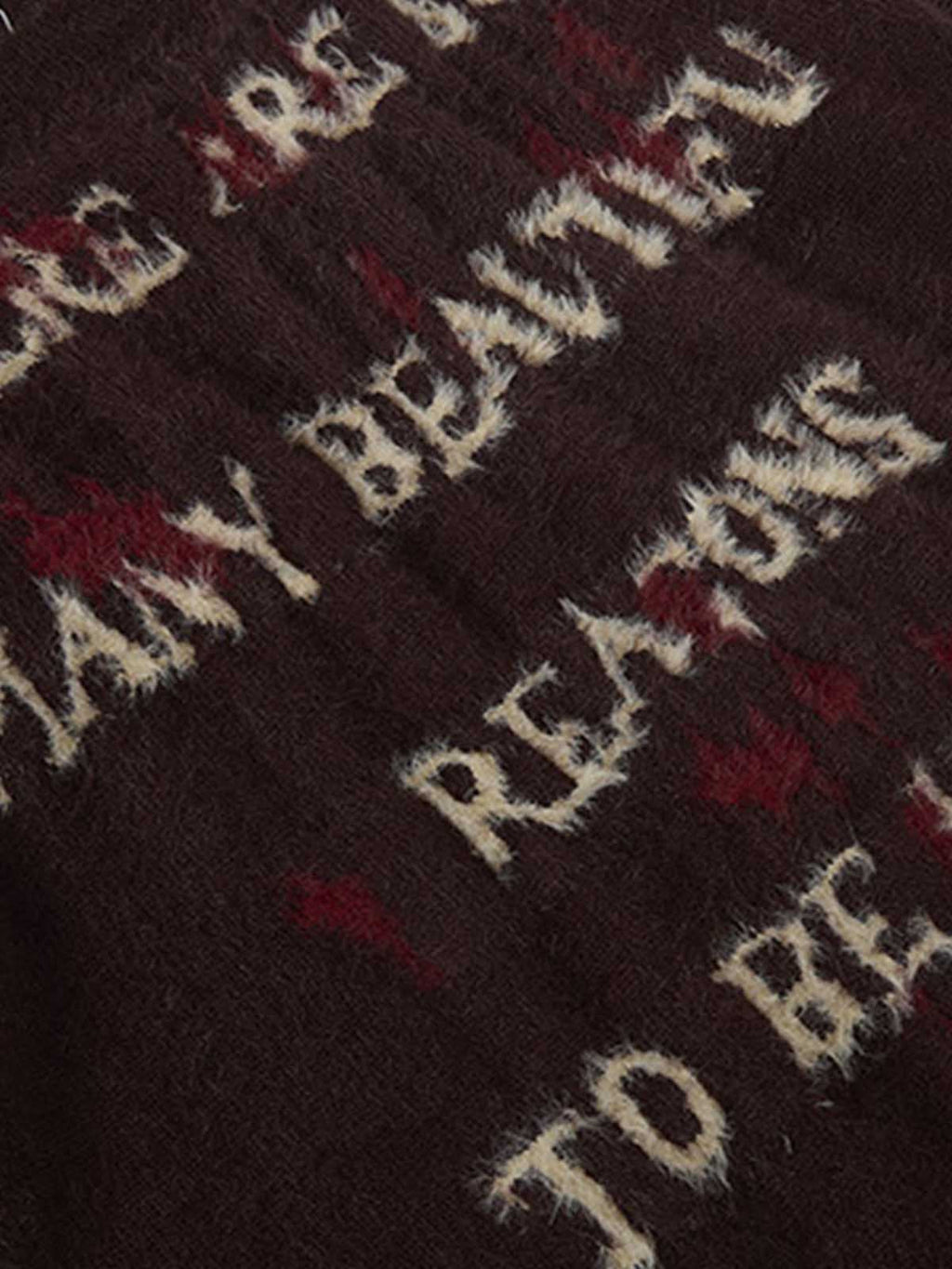 Burning Letter Jacquard Fuzzy Mohair Knit Sweater
