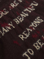 Burning Letter Jacquard Fuzzy Mohair Knit Sweater