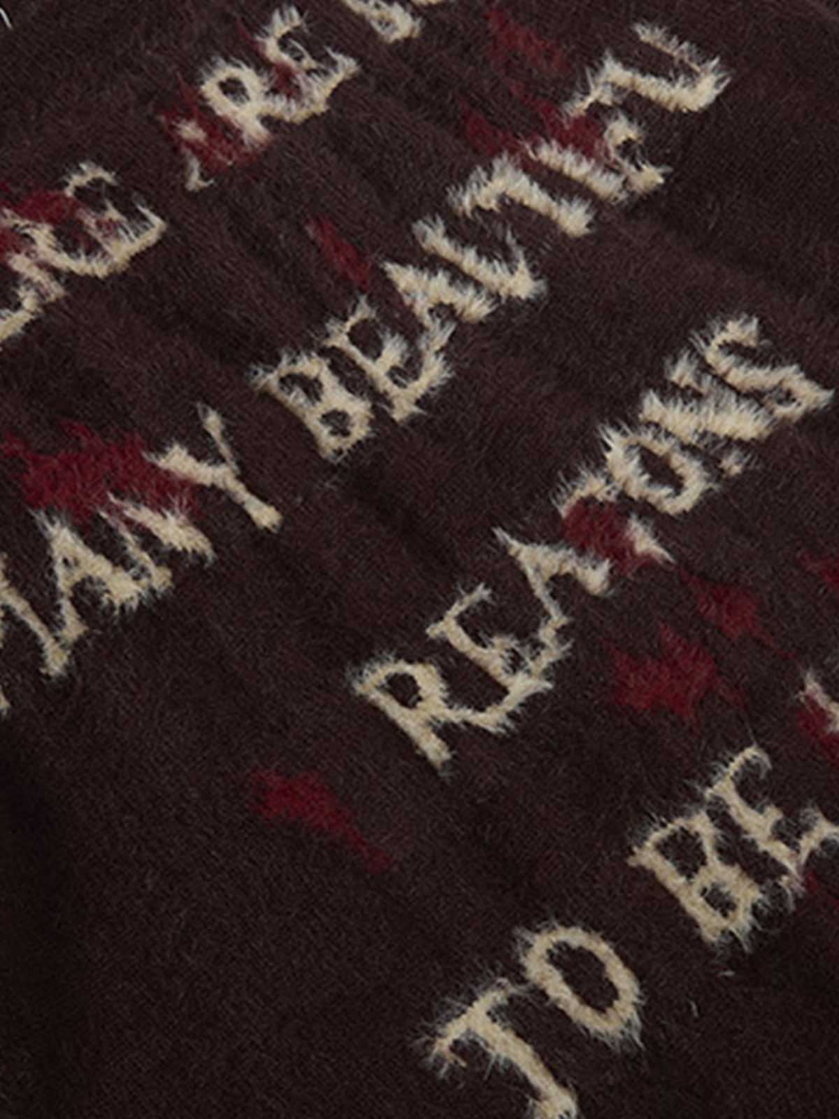 Burning Letter Jacquard Fuzzy Mohair Knit Sweater