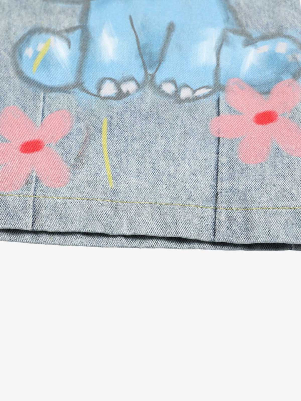 Graffiti Cartoon Animal Print Distressed Wide Leg Denim Jeans