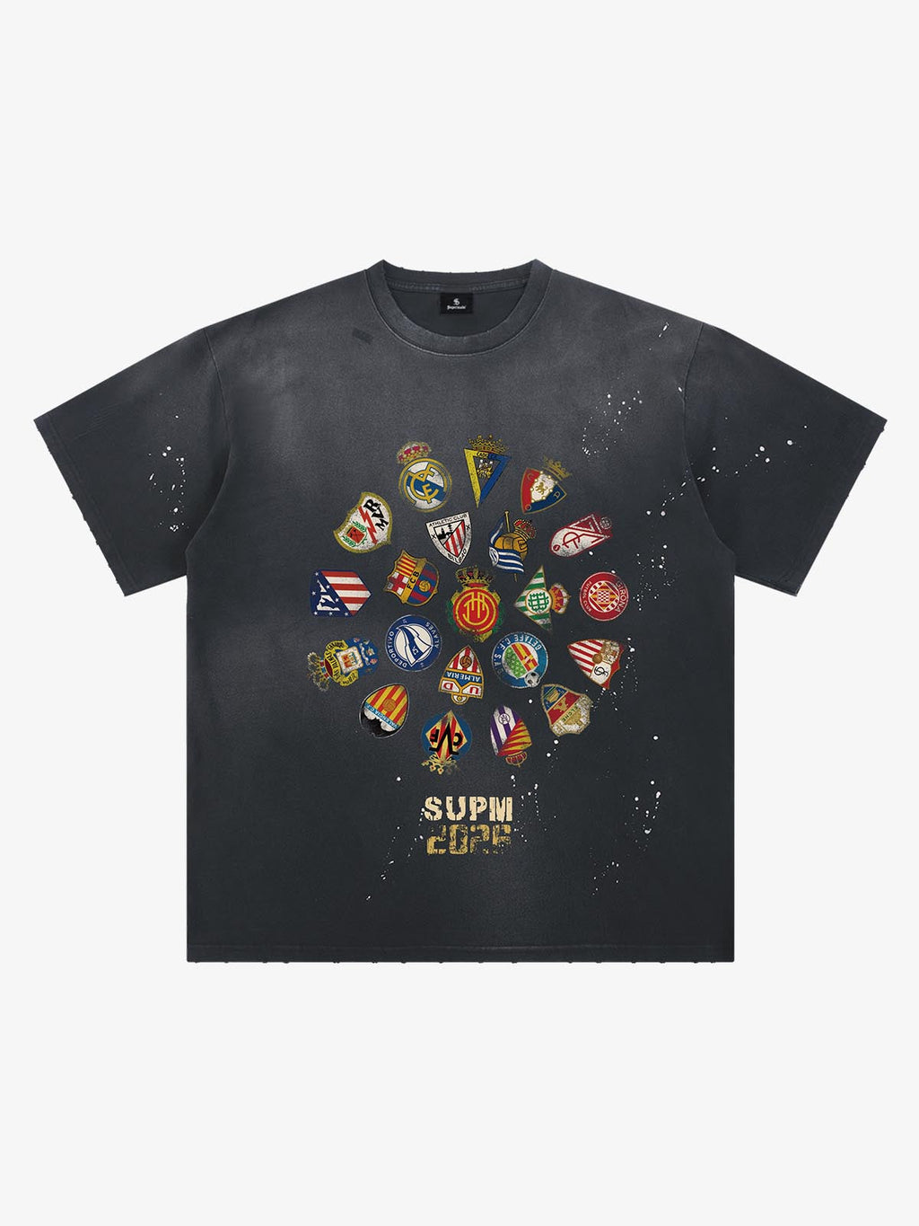 Distressed Ink Splatter Team Logo Graphic T-Shirt