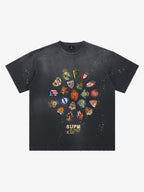 Distressed Ink Splatter Team Logo Graphic T-Shirt