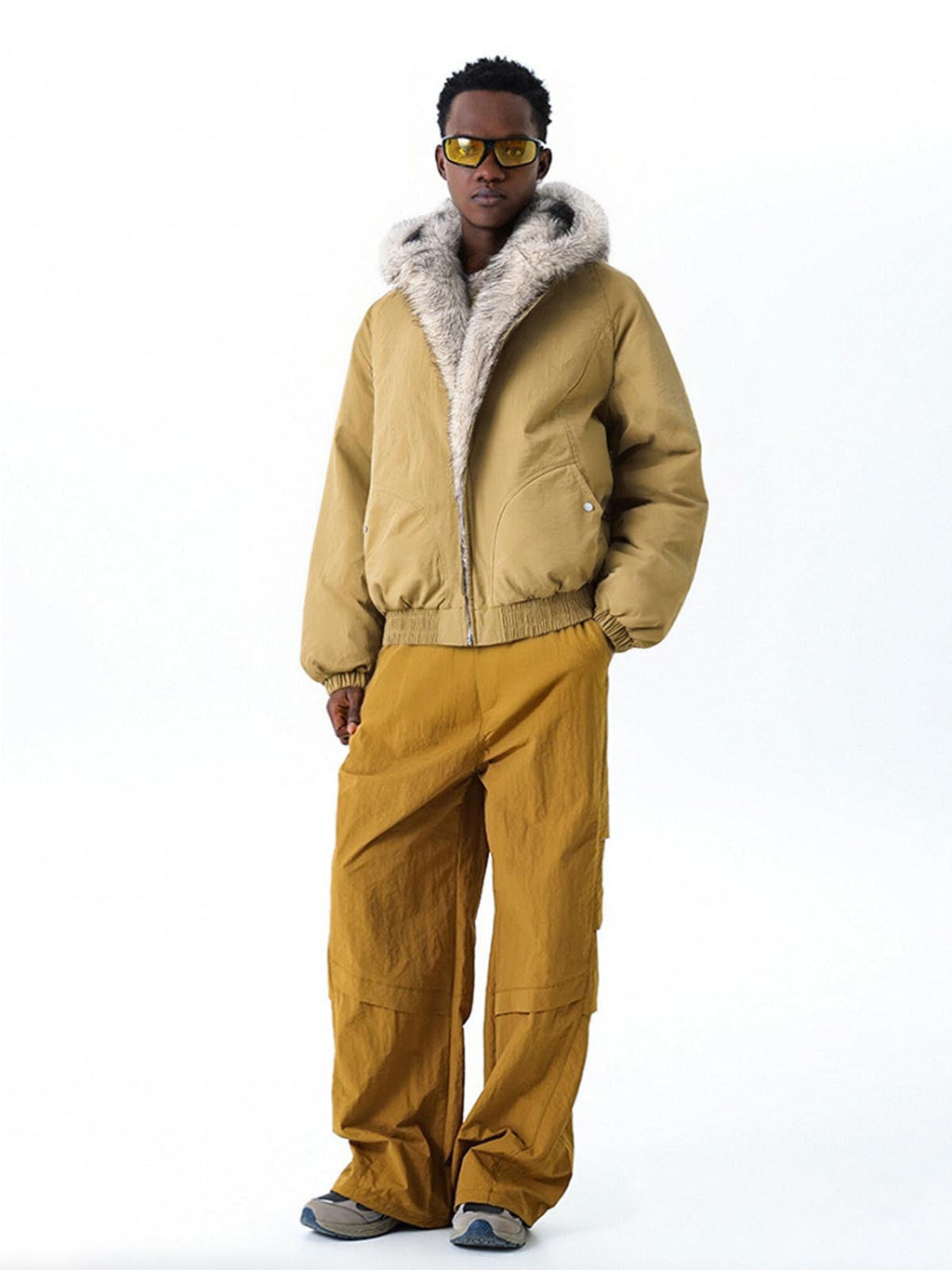 Street Faux Fur Collar Hooded Windproof Padded Jacket