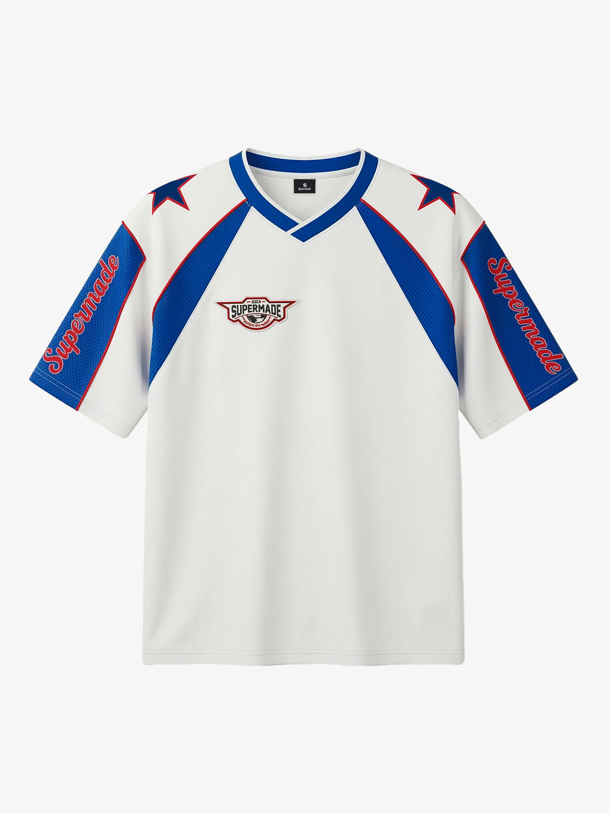 Colorblock Star Print Mesh Jersey T-Shirt