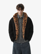 Tiger Print With Ears Hooded Fur Jacket