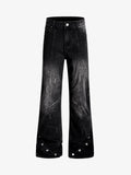 Vintage Washed Asymmetric Panel Stitch Jeans