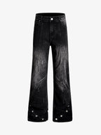 Vintage Washed Asymmetric Panel Stitch Jeans