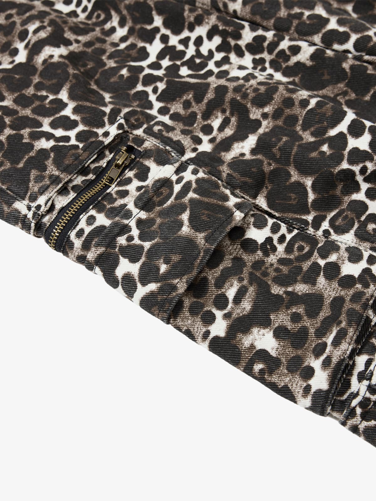 Leopard Print Cargo Wide Leg Pants