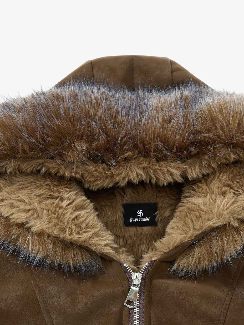 Retro Detachable Faux Fur Collar Suede Fleece Hoodie Jacket
