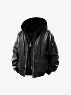 Retro Distressed Washed PU Leather Cotton Jacket