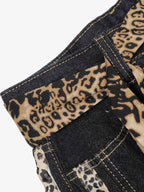 Leopard Side Panel Tie Belt Denim Barrel Jeans