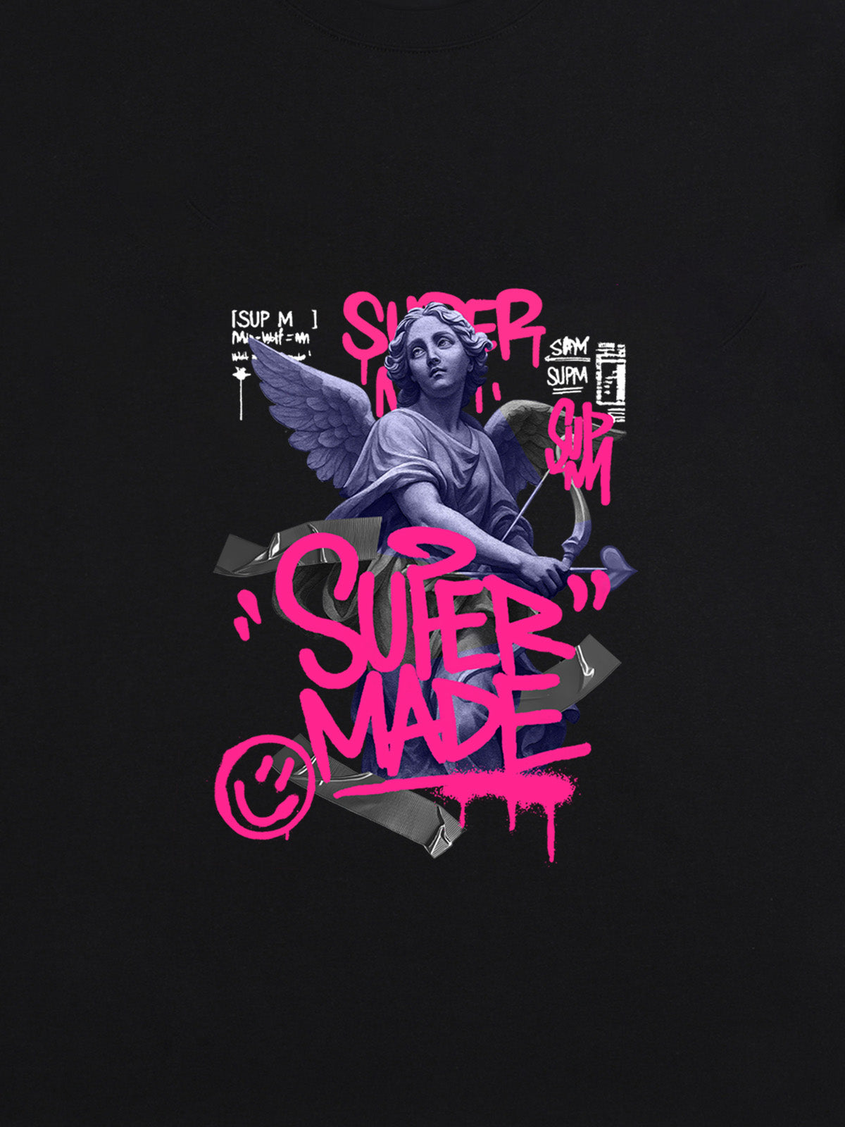 Street Pink Lucky Angel Graphic Design T-Shirt