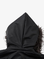 Detachable Faux Fur Collar Ruched Sleeve Bomber Jacket