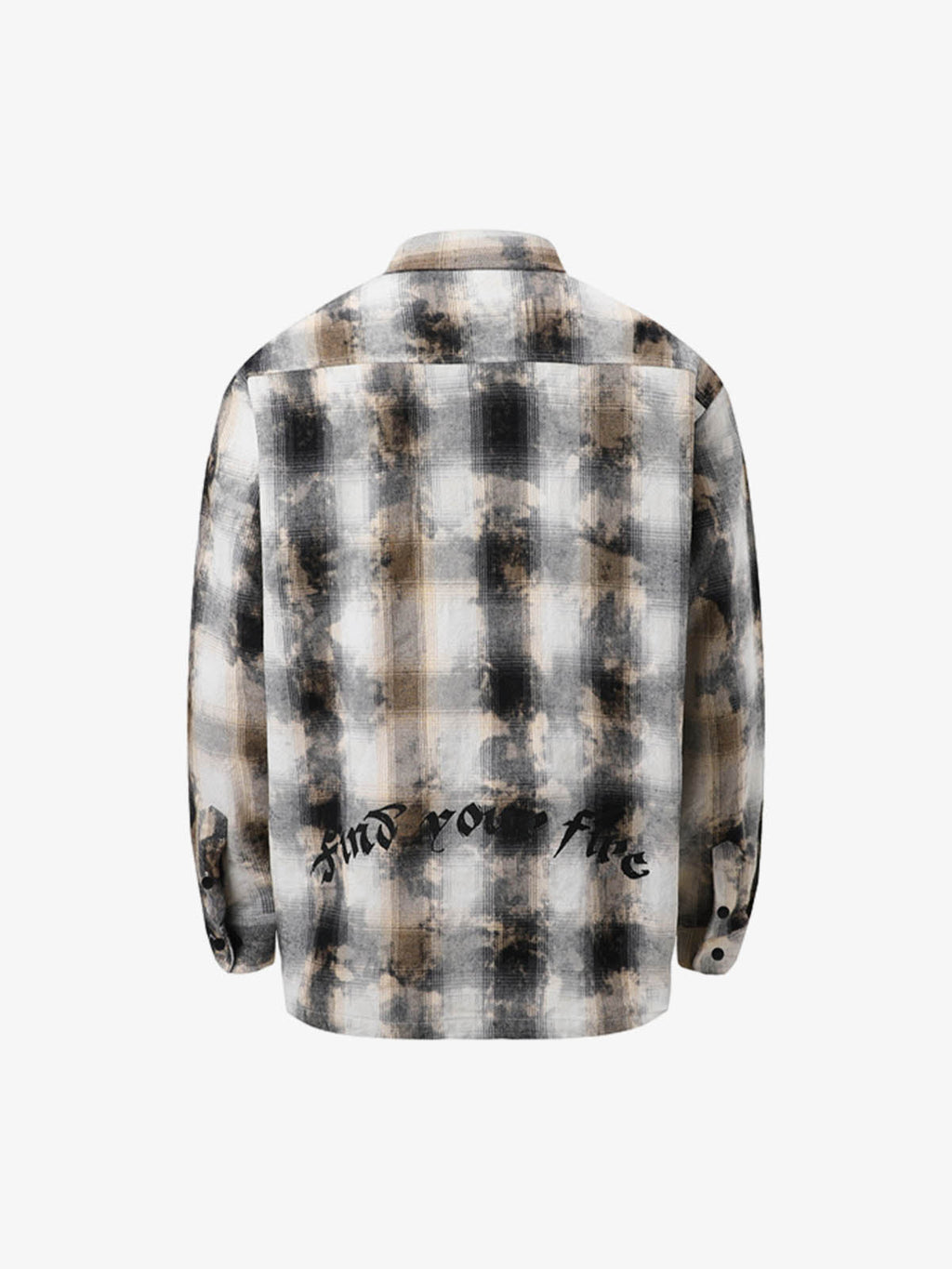 Streetwear Washed Distressed Plaid Long Sleeve Shirt
