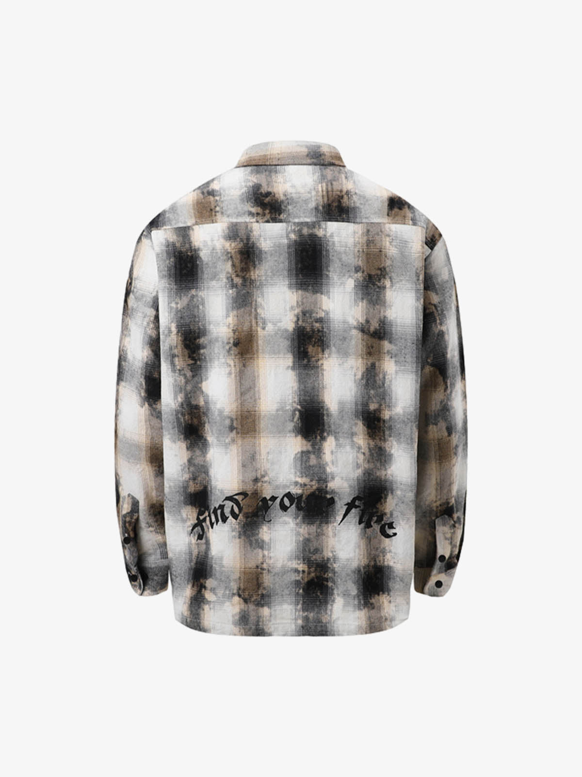 Streetwear Washed Distressed Plaid Long Sleeve Shirt