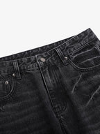 Vintage Washed Distressed Whisker Barrel Jeans