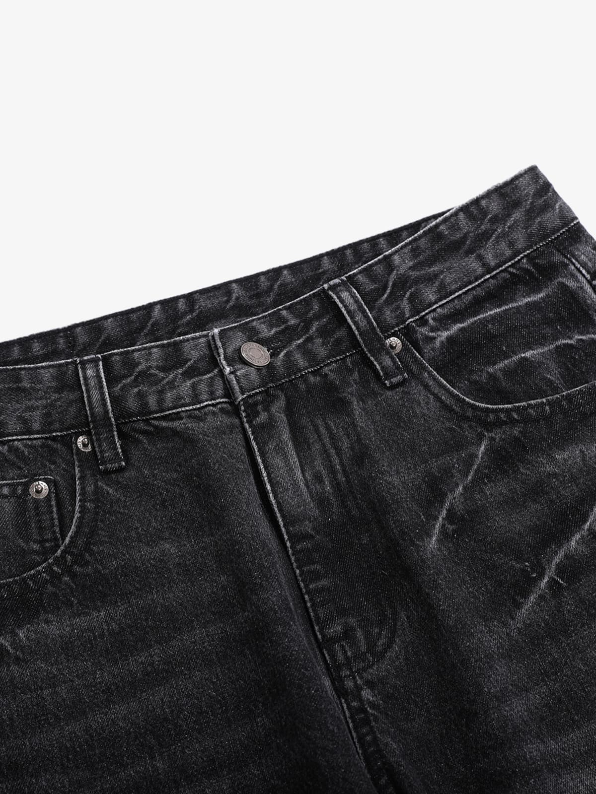 Vintage Washed Distressed Whisker Barrel Jeans