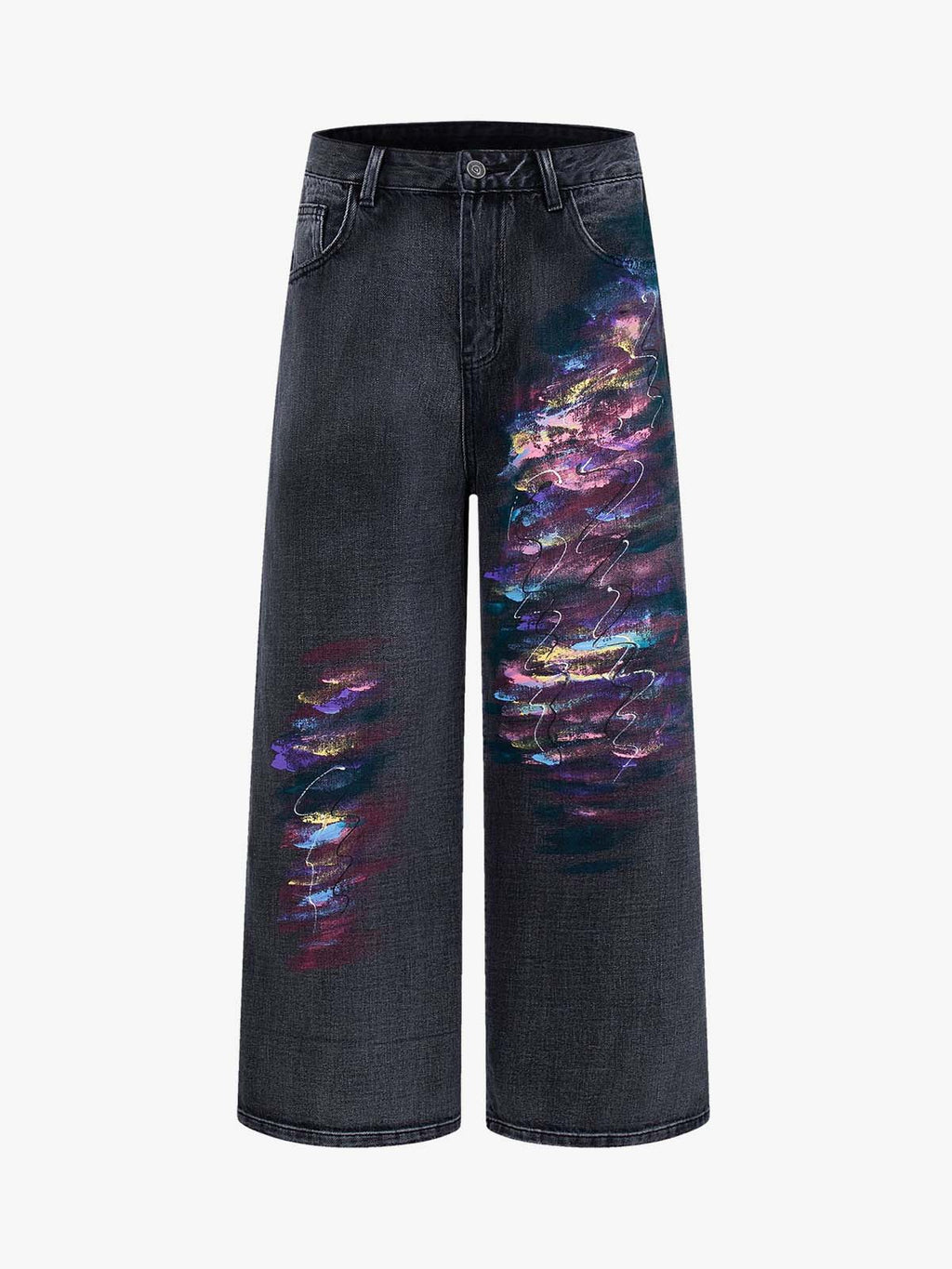 Retro Distressed Colorful Graffiti Art Print Jeans