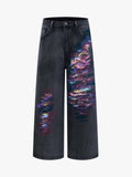 Retro Distressed Colorful Graffiti Art Print Jeans