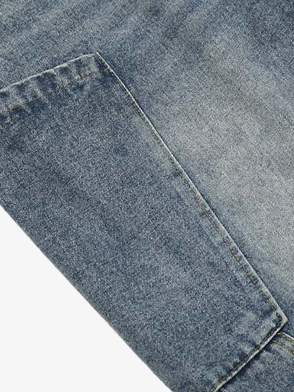 Denim Camouflage Patchwork Cargo Jorts