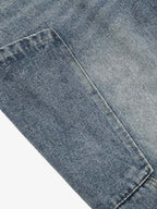 Denim Camouflage Patchwork Cargo Jorts