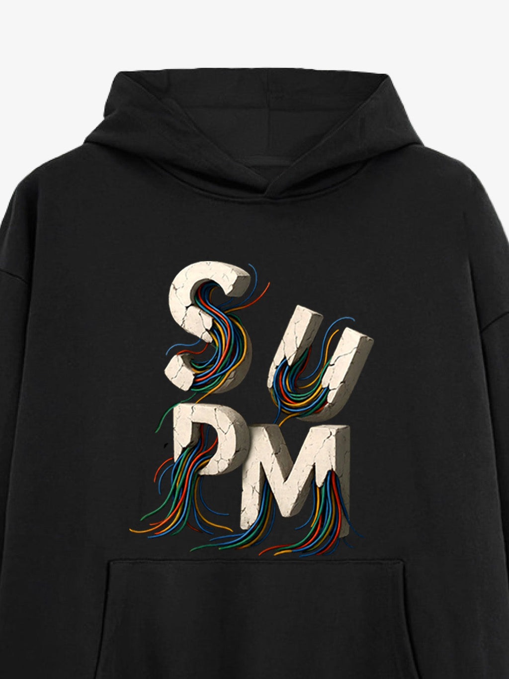 French Terry Streetwear Gravel Wire Font Hoodie