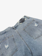 Distressed Light Wash Denim Jorts