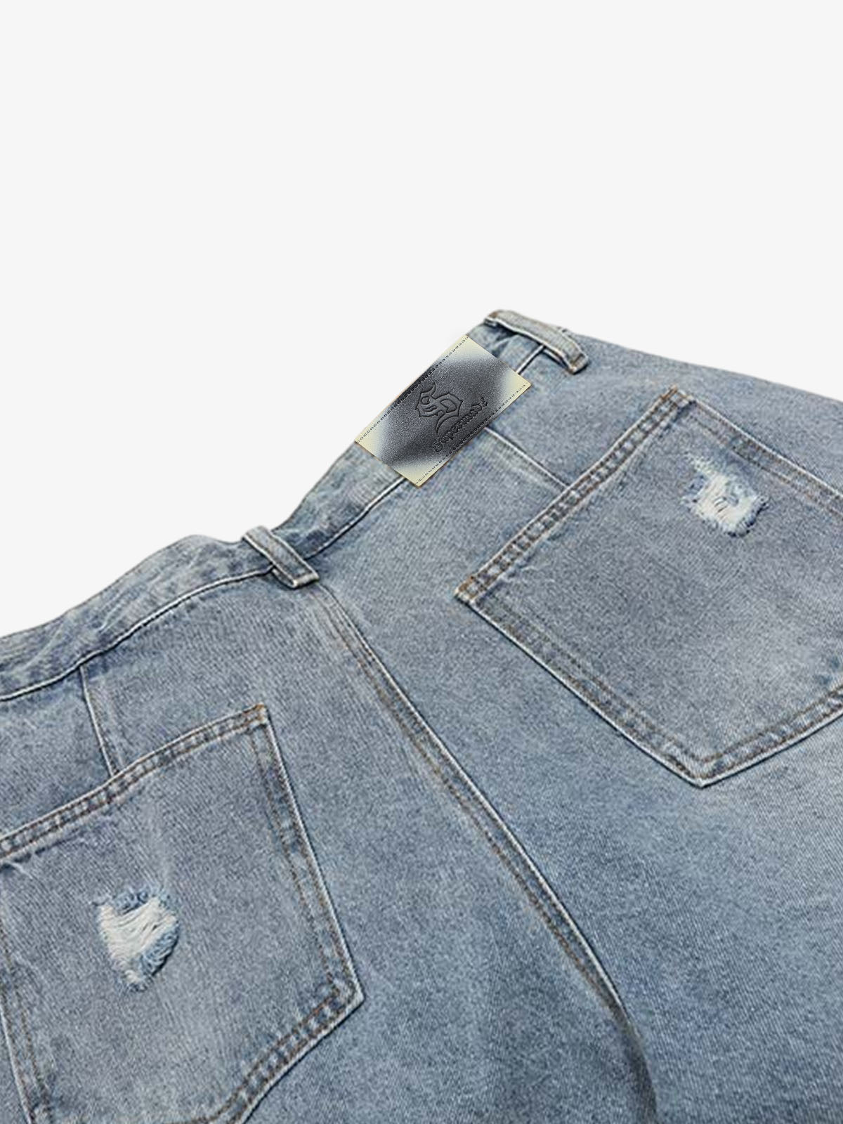 Distressed Light Wash Denim Jorts