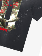 Washed Distressed "Team Strength 11" Graphic T-Shirt