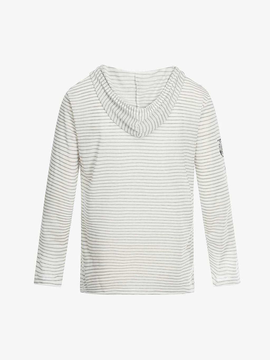 Graphic Print and V-Neck Striped Long Sleeve Hooded T-Shirt