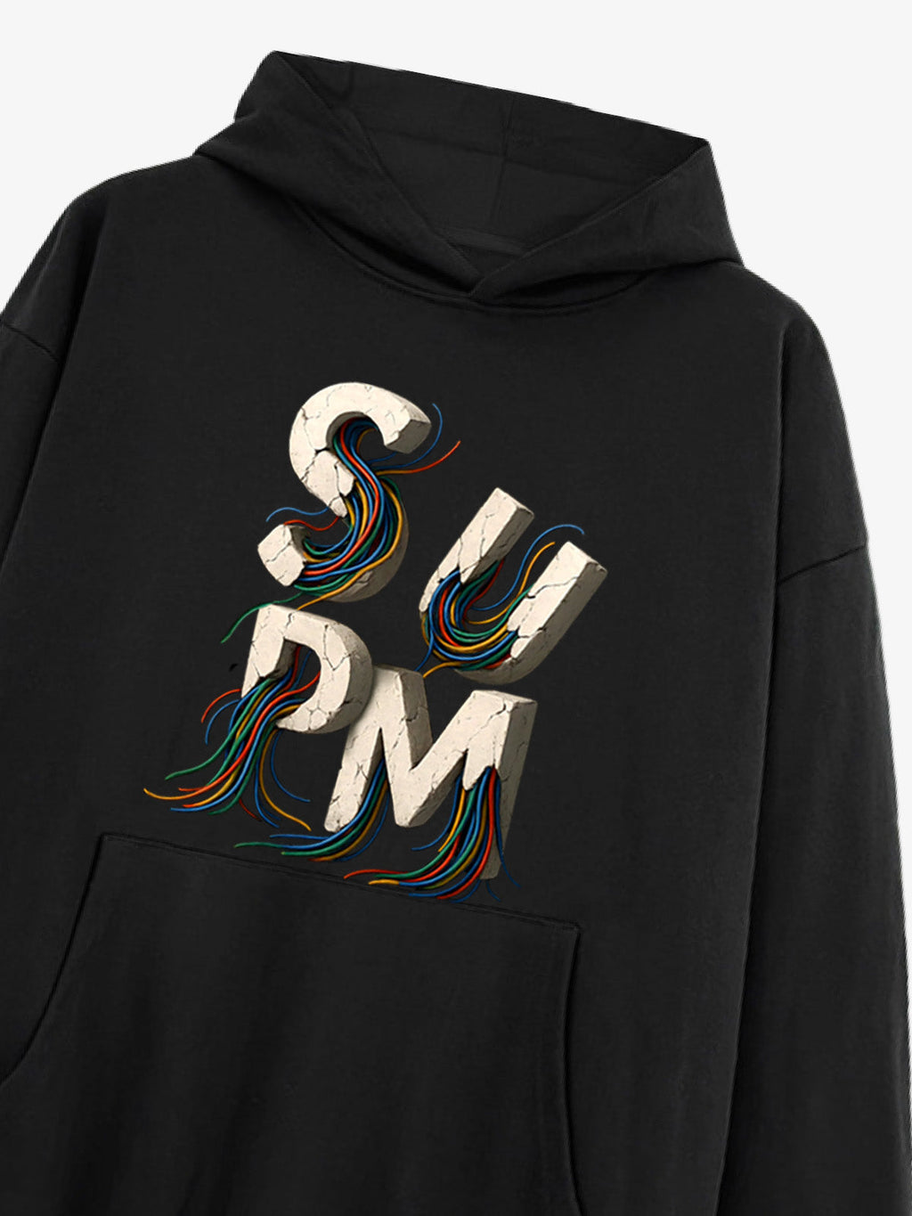 French Terry Streetwear Gravel Wire Font Hoodie