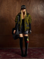 Street Graffiti Lamb Collar Flight Cotton Jacket