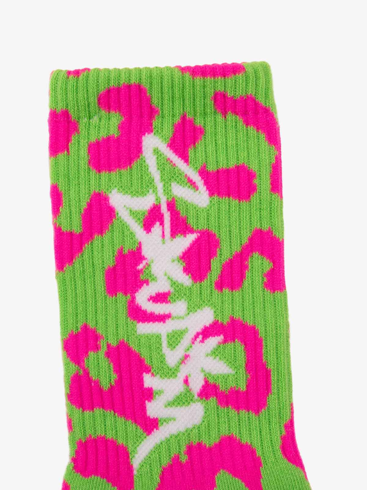 Retro Vibrant Leopard Print Color-Block Crew Socks