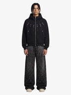 Retro Denim Full Rhinestone Design Baggy Jeans - 2545