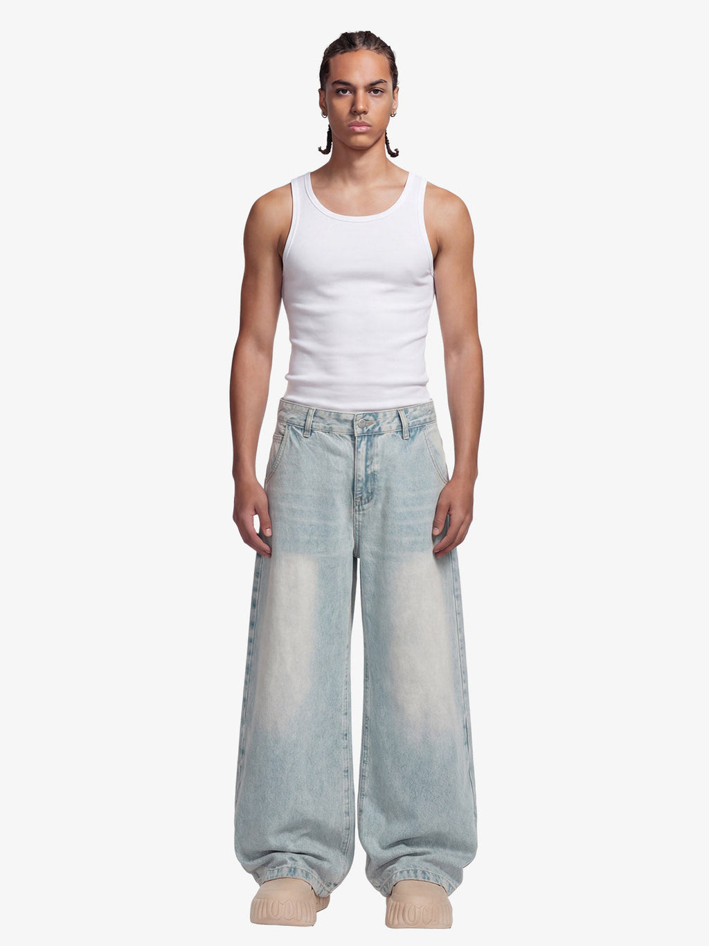 Denim Washed Distressed Barrel Jeans - 2511