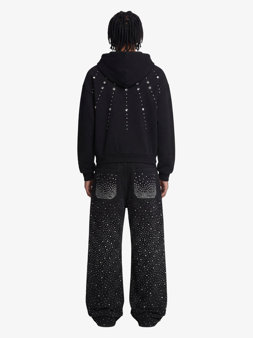 Retro Denim Full Rhinestone Design Baggy Jeans - 2545