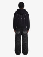 Retro Denim Full Rhinestone Design Baggy Jeans - 2545