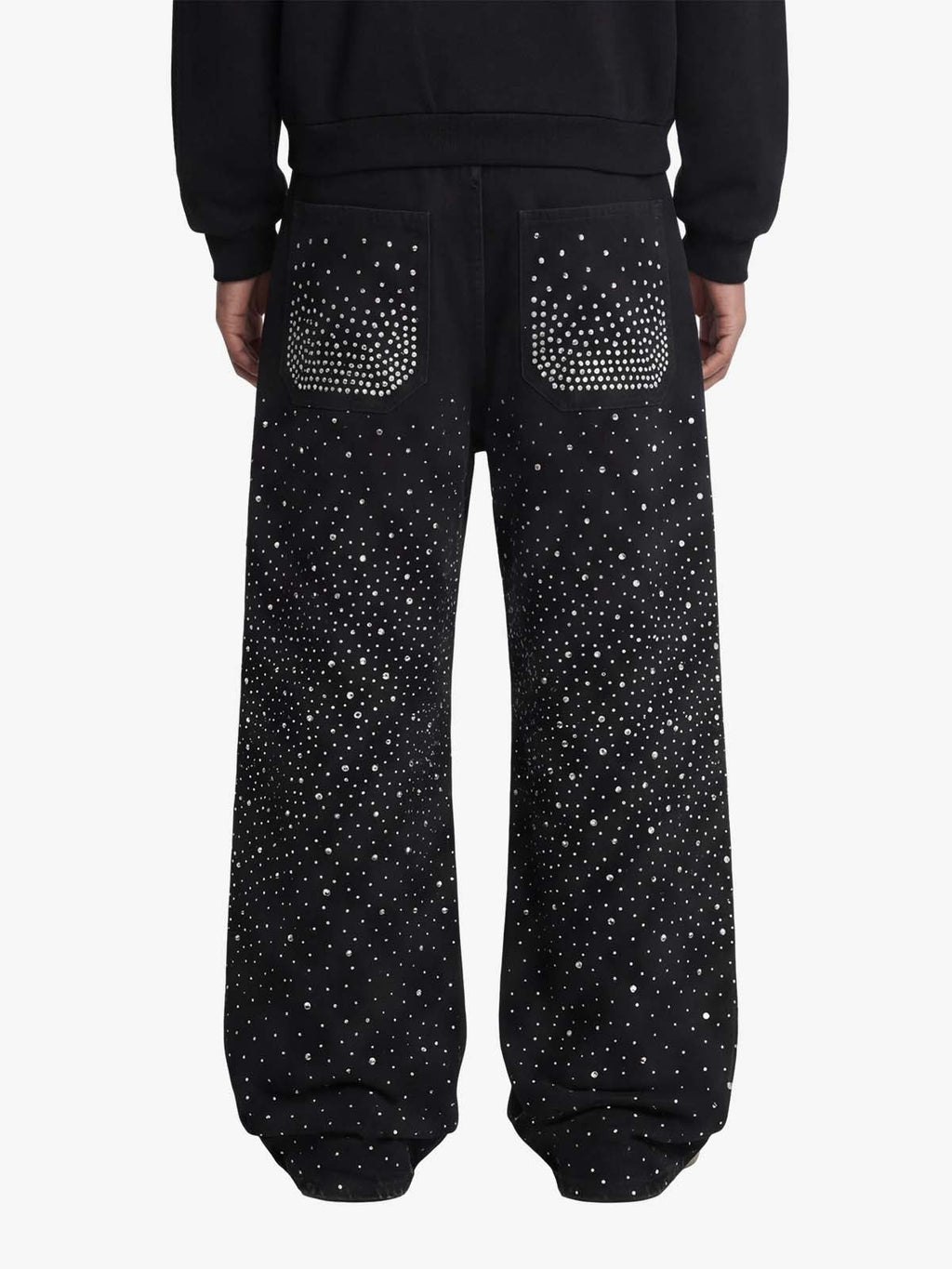 Retro Denim Full Rhinestone Design Baggy Jeans - 2545