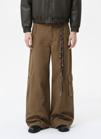 Washed Cargo Webbing Barrel Pants