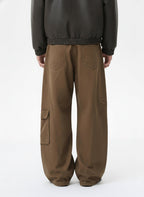 Washed Cargo Webbing Barrel Pants