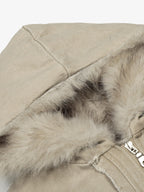 Retro Washed Fleece-lined Hooded Work Jacket