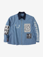 precipice Multi-Element Appliqué Patchwork Denim Suit - 2593