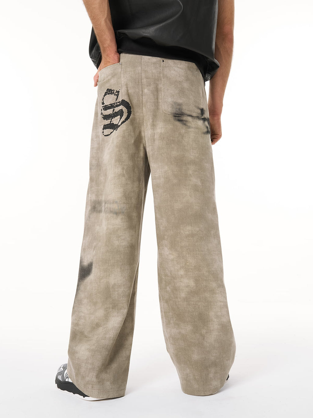 Original Large Cross Angel Print Distressed Jeans - 2552