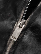 Retro Leather Stand-Collar Elastic Hem Jacket