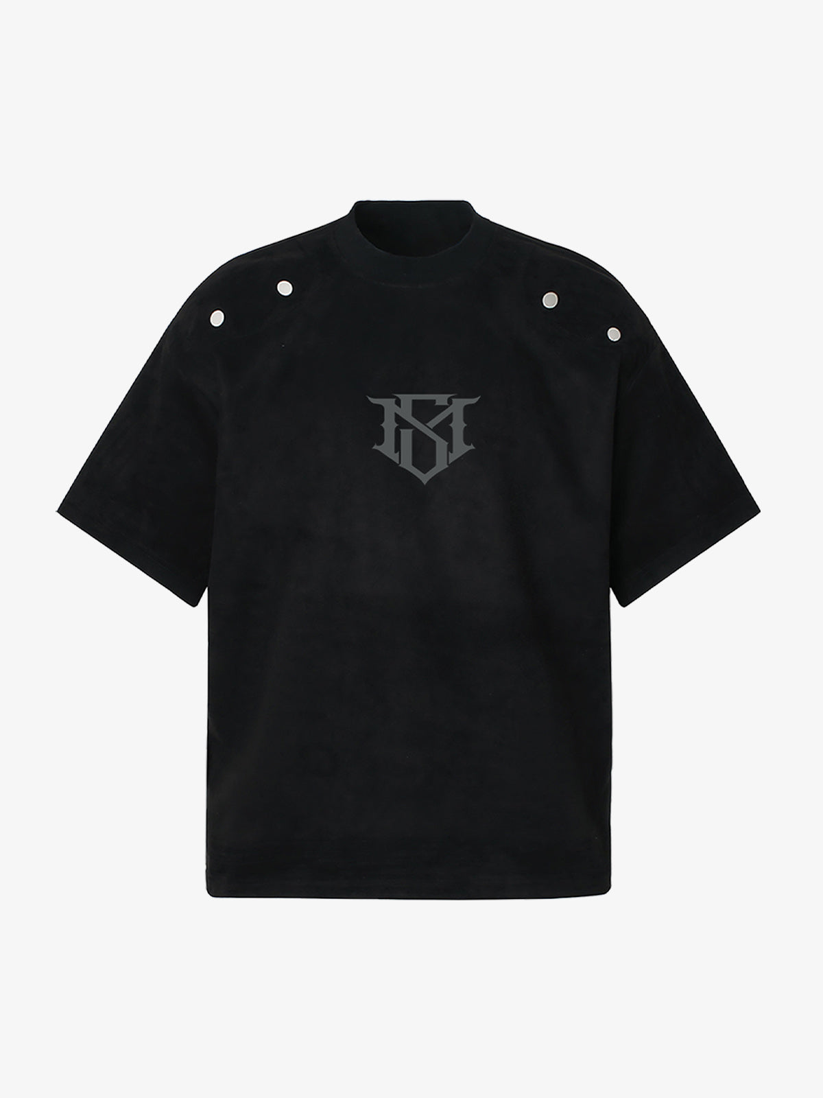Metallic Print Suede Crew Neck T-Shirt
